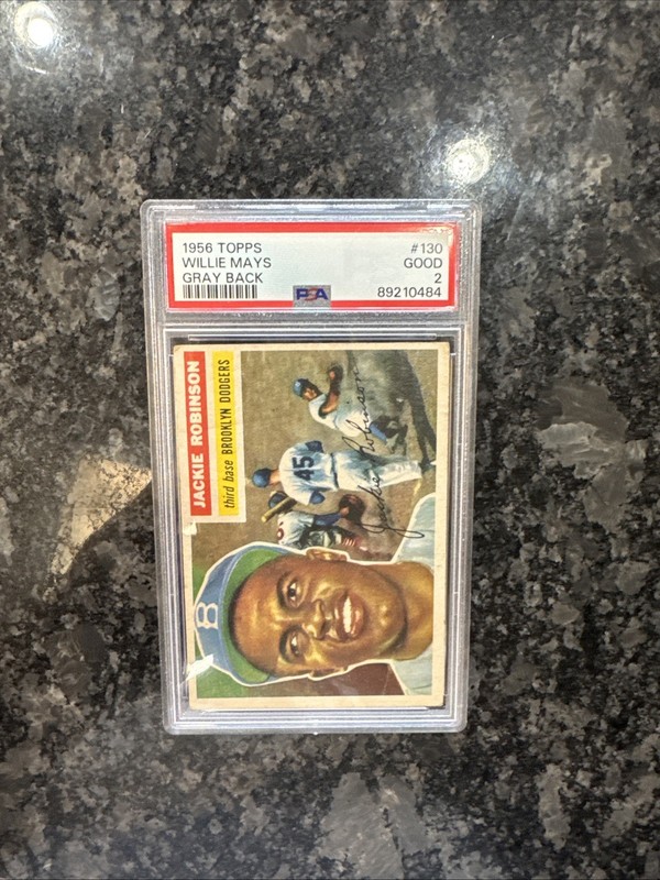 1956 Topps Baseball Jackie Robinson White Back PSA 2 #30 view 2