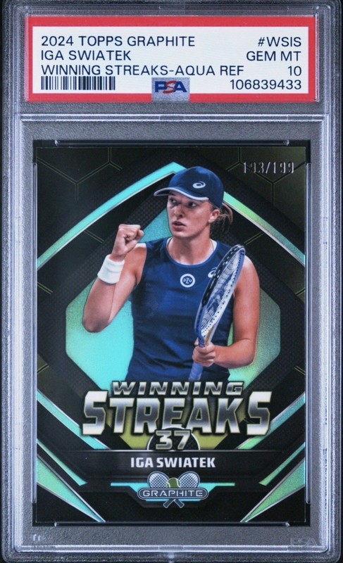 2024 Topps Graphite Iga Swiatek Winning Streaks Aqua Ref #WSIS PSA 10 🎾 view 1