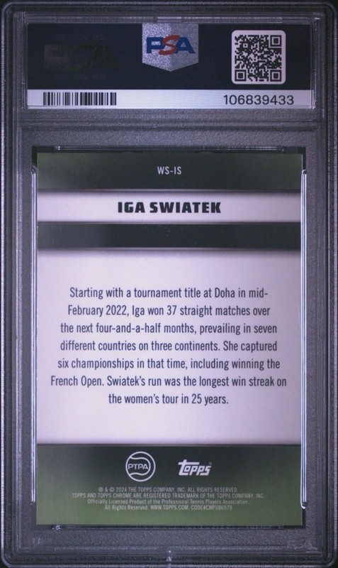 2024 Topps Graphite Iga Swiatek Winning Streaks Aqua Ref #WSIS PSA 10 🎾 view 2