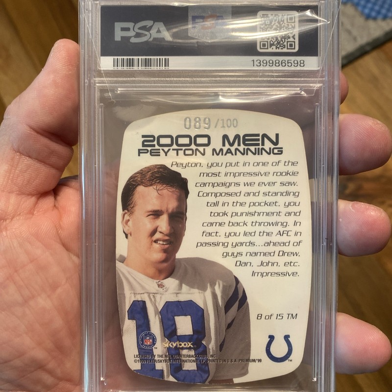 1999 Skybox Premium Peyton Manning 2000 Men /100 PSA 6 view 2