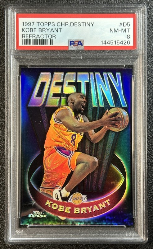 KOBE BRYANT PSA 8 1997 TOPPS CHROME #D5 2ND YEAR DESTINY REFRACTOR LAKERS 5426