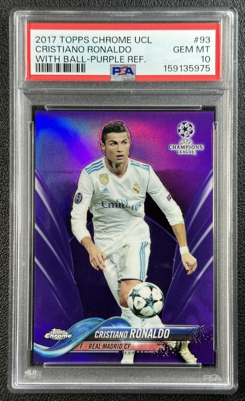 CRISTIANO RONALDO PSA 10 2017 TOPPS CHROME UCL SOCCER #93 PURPLE REFRACTOR /250
