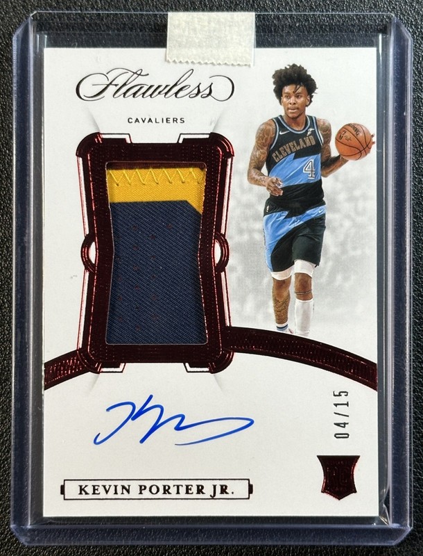 KEVIN PORTER JR. 2019-20 PANINI FLAWLESS ROOKIE VERTICAL GU PATCH AUTO RUBY 4/15