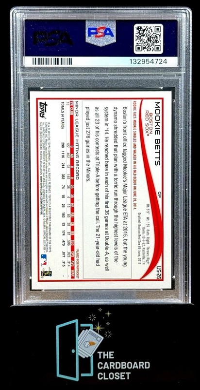 Mookie Betts 2014 Topps Update Red Hot Foil RC PSA 10 Red Sox view 2