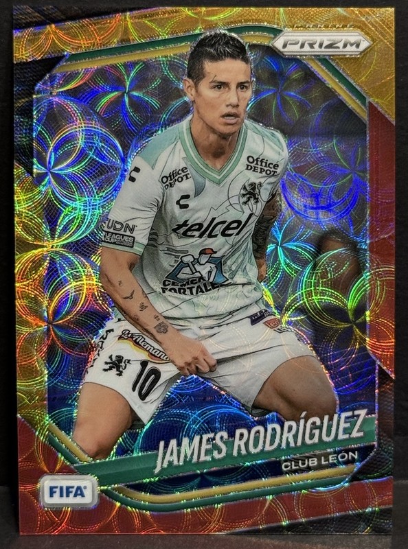 2025-26 Panini Prizm FIFA Club Leon James Rodriguez Gold & Red Choice Prizm