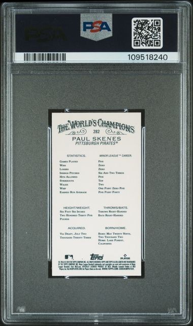 2024 ALLEN & GINTER PAUL SKENES ROOKIE CHROME MINI #282 PSA 10 GEM MINT view 2