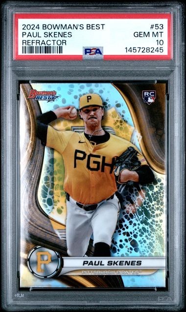 2024 BOWMAN'S BEST PAUL SKENES ROOKIE REFRACTOR #53 PSA 10 GEM MINT