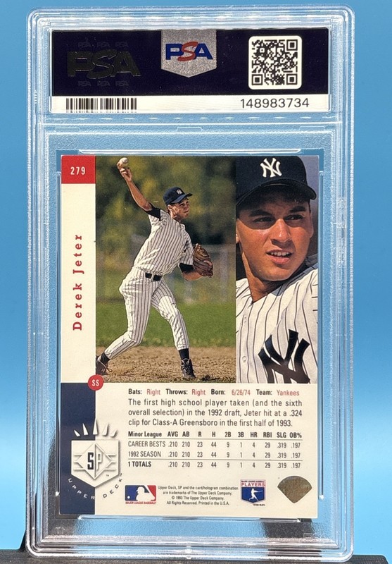 1993 Upper Deck SP Foil Derek Jeter #279 (RC) PSA 6 - Brand New Slab! view 2