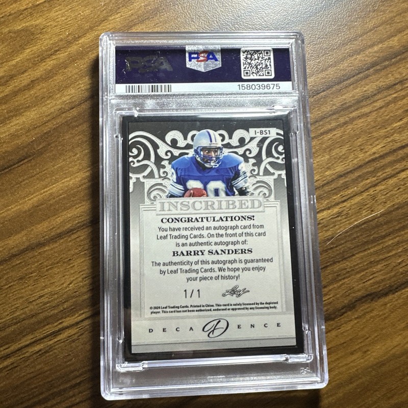 2024 Leaf Decadence Barry Sanders Auto Inscribed “Lion King” 👑 1/1! PSA Auto 10 view 2