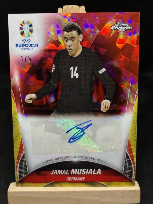 #1of5 JAMAL MUSIALA 2024 Topps Chrome EURO /5 RED Sapphire AUTOGRAPH #CA-JM ger