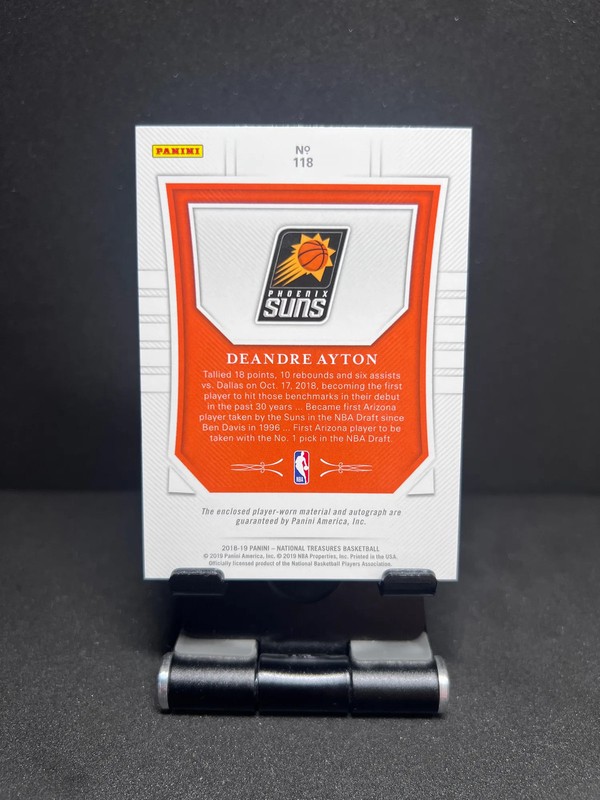 2018 PANINI NATIONAL TREASURES DEANDRE AYTON ROOKIE PATCH AUTO /99 RC RPA view 2