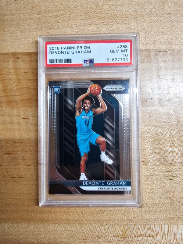 2018 PANINI PRIZM #288 DEVONTE' GRAHAM ROOKIE RC PSA 10 GEM MT HORNETS