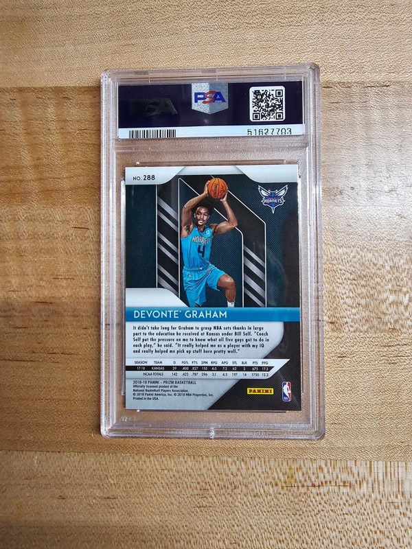 2018 PANINI PRIZM #288 DEVONTE' GRAHAM ROOKIE RC PSA 10 GEM MT HORNETS view 2