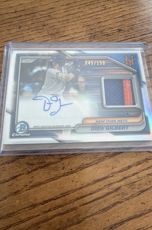 2024 Bowman Chrome Drew Gilbert Auto Relic /150 Patch Jersey -New York Mets