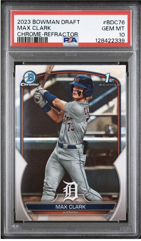 MAX CLARK 2023 Bowman Draft 1st Chrome Refractor #BDC76 PSA 10 Tigers