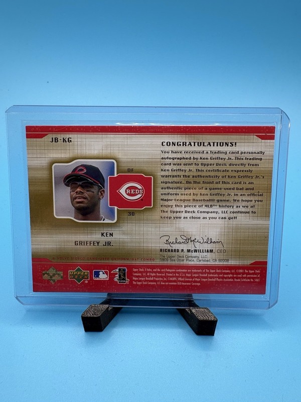 Ken Griffey Jr. 2001 Upper Deck Evolution Game-Used Jersey Bat Auto SSP HOF view 2
