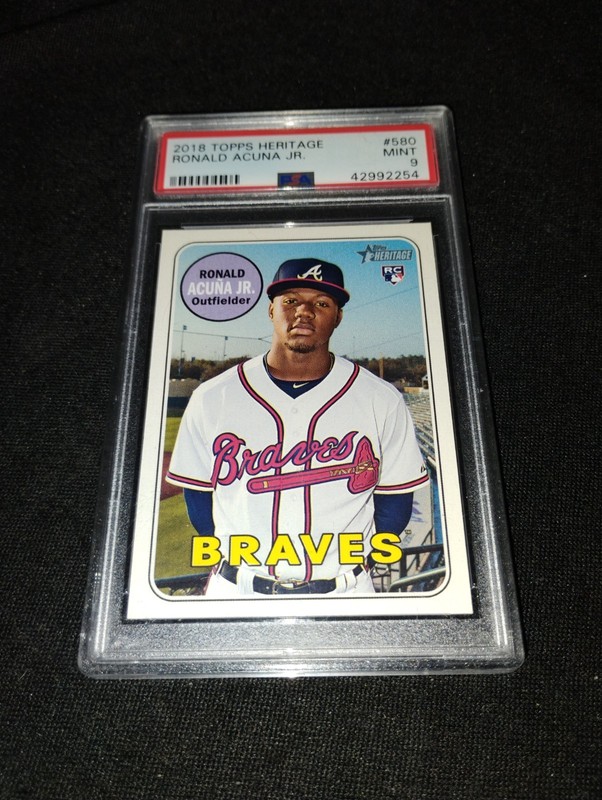 2018 Topps Heritage Ronald Acuna Jr. Rookie Card PSA MINT 9
