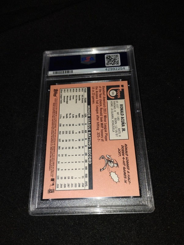 2018 Topps Heritage Ronald Acuna Jr. Rookie Card PSA MINT 9 view 2