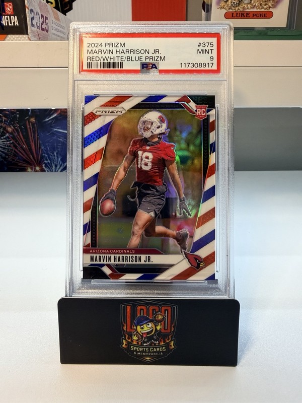 MARVIN HARRISON JR 2024 Prizm Red White Blue 375 PSA 9 Rookie RC CARDINALS