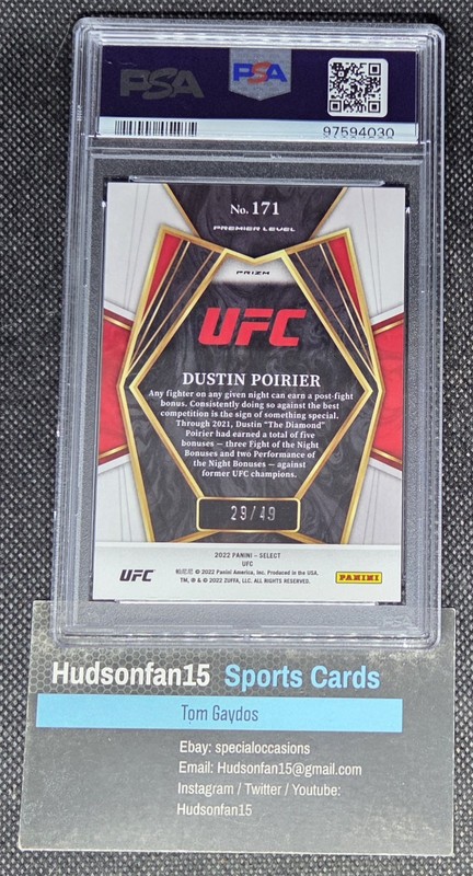 Dustin Poirier 2022 Panini Select UFC #171 Teal Pink Prizm 29/49 PSA 10 Gem Mint view 2