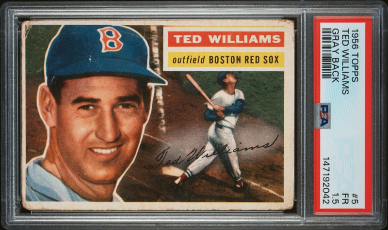 PSA 1.5 1956 Topps #5 Ted Williams Boston Red Sox Gray Back HOF NO RESERVE!