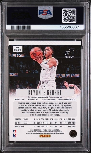 KEYONTE GEORGE 2023 Prizm Deca Auto PSA 10 - Jazz view 2