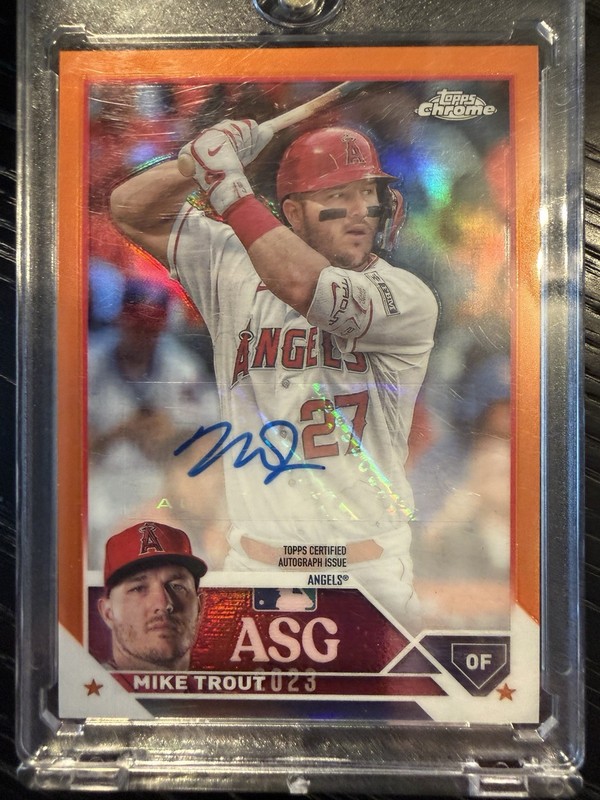 2023 Mike Trout Topps Chrome Orange Auto /25