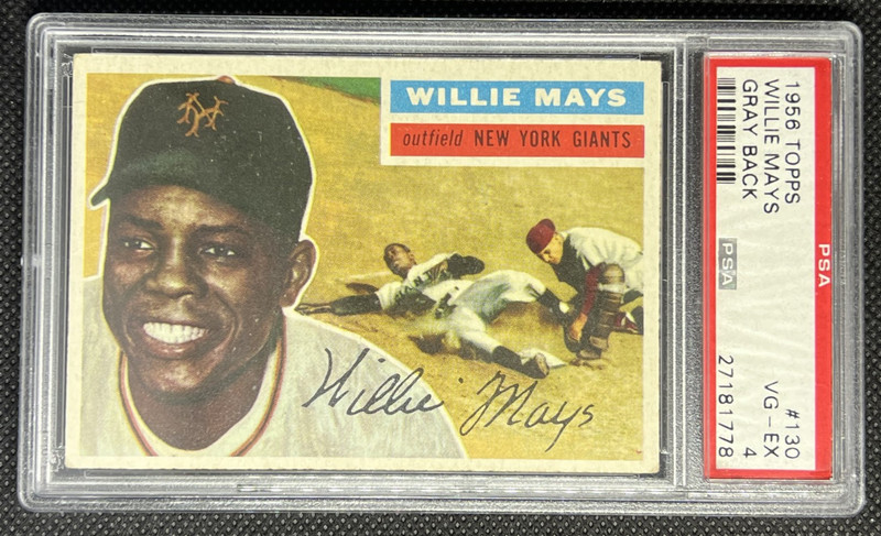 1956 Topps Willie Mays #130 VG-EX PSA 4 Gray back