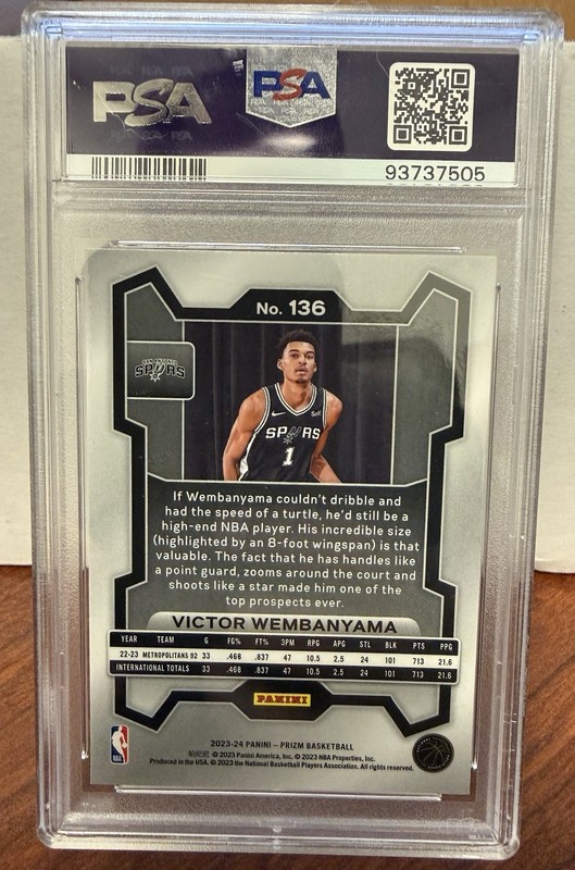 2023 Prizm Victor Wembanyama PSA 9 view 2