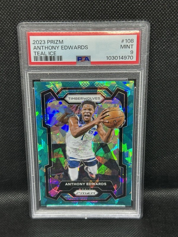 2023-24 Prizm Anthony Edwards Teal Ice /225 PSA 9
