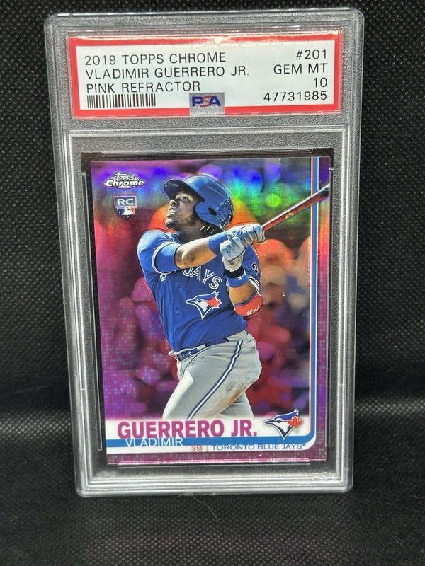 2019 Topps Chrome Vladimir Guerrero Jr Rookie Pink Refractor #201 PSA 10 view 1