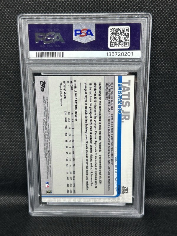 2019 Topps Chrome Fernando Tatis Jr Rookie Pink Refractor PSA 10 view 2