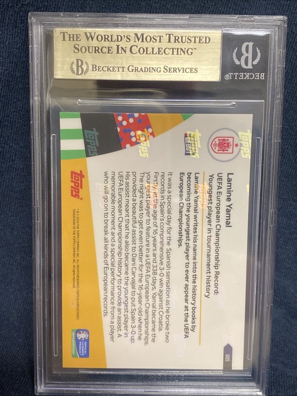 2024 Topps Now Uefa Euro -Lamine Yamal #005 /12345 BGS 9.5 Gem Mint Debut view 2