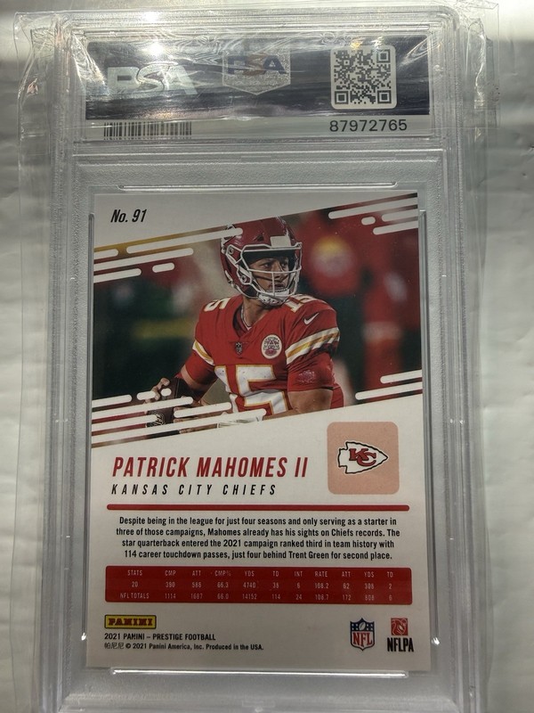 2021 Panini Prestige Patrick Mahomes II PSA 10 view 2