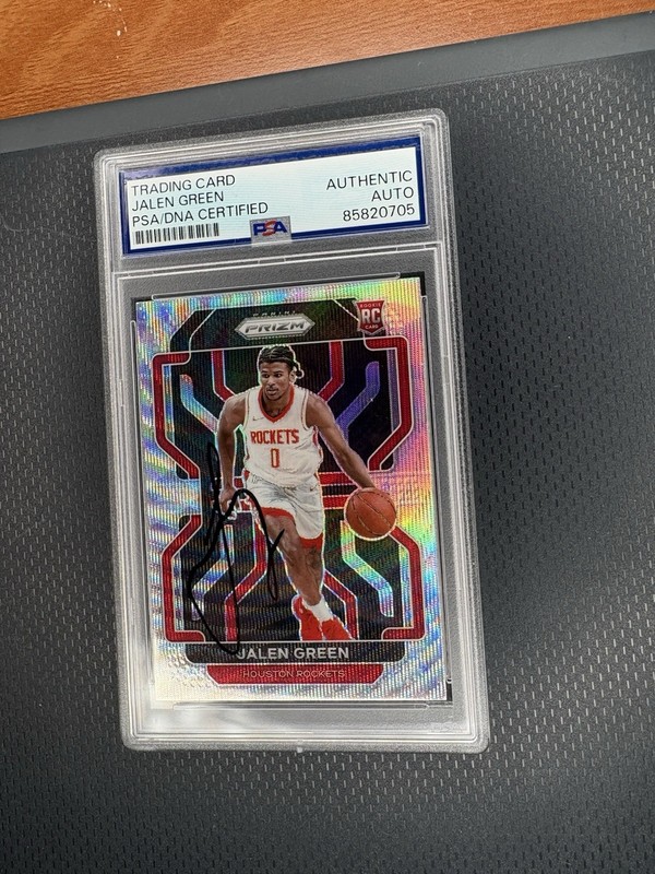 2021 PANINI PRIZM NBA JALEN GREEN WAVE AUTO PSA DNA AUTHENTIC SUNS ROOKIE