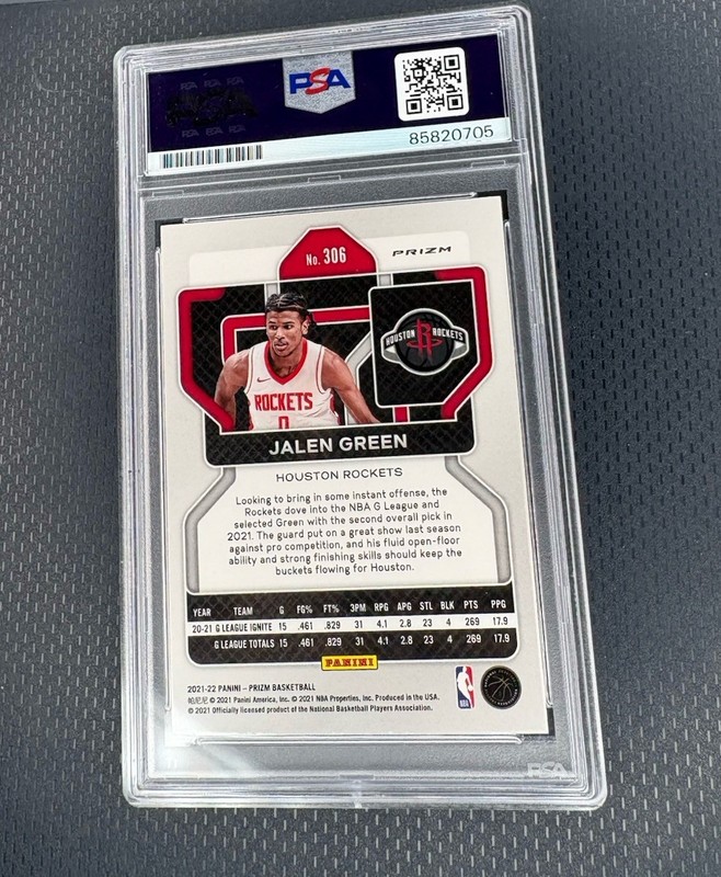 2021 PANINI PRIZM NBA JALEN GREEN WAVE AUTO PSA DNA AUTHENTIC SUNS ROOKIE view 2