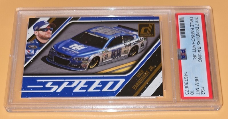 Dale Earnhardt Jr PSA 10 Low Pop 1 Speed Insert 2017 Panini Donruss Racing Card view 2