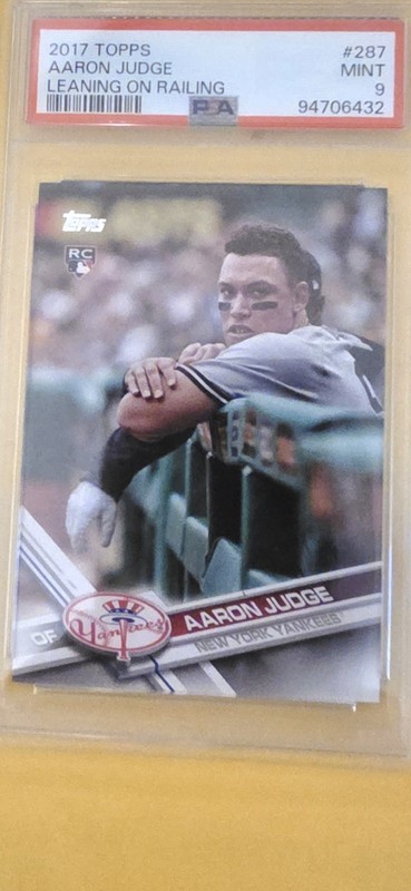 2017 Topps #287C Aaron Judge UPD SP/arms over railing PSA 9 Yankees RC ROOKIE SP
