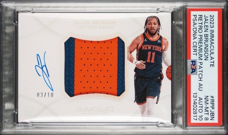 2023 Panini Immaculate Collection Premium Patch Auto Jalen Brunson PSA 8 Auto 10