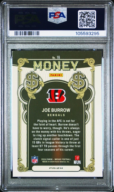 Panini 2024 Mosaic Joe Burrow Money Prizm #16 PSA 8 Bengals NFL Football view 2