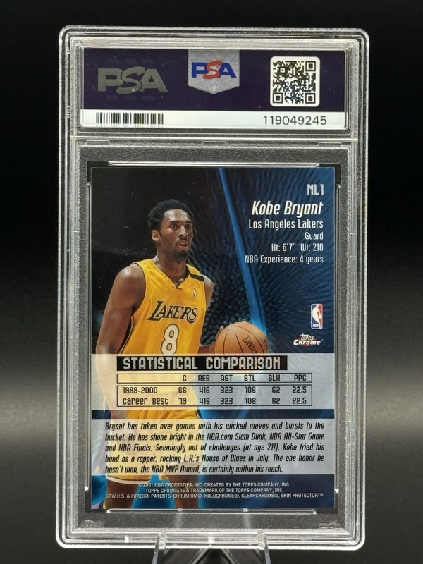 2000-01 Topps Chrome No Limit Kobe Bryant PSA 10 Los Angeles Lakers #NL1 view 2