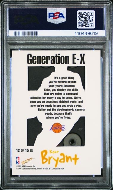 1998-99 Skybox E-X Century - Generation E-X Kobe Bryant #12 GE PSA 8 view 2