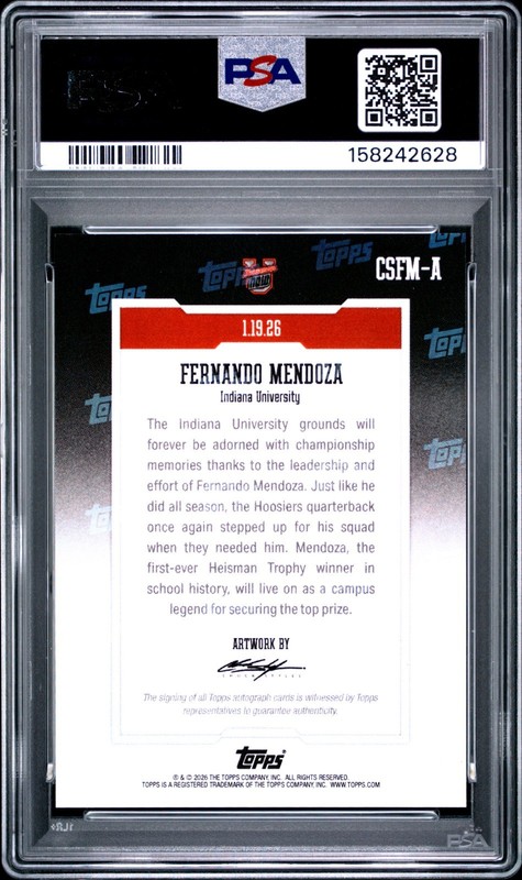 FERNANDO MENDOZA RC 2025 BOWMAN U NOW ART CARD ROOKIE PSA 10 GEM MINT view 2