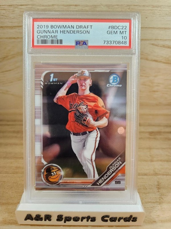 2019 Bowman Draft #BDC-22 - Gunnar Henderson - Chrome 1st Bowman - PSA 10 GM