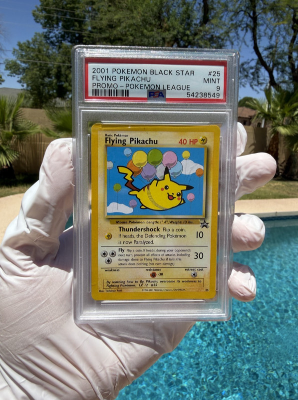 2001 Pokemon Black Star Promo Flying Pikachu #25 Pokemon League PSA 9 *MINT*