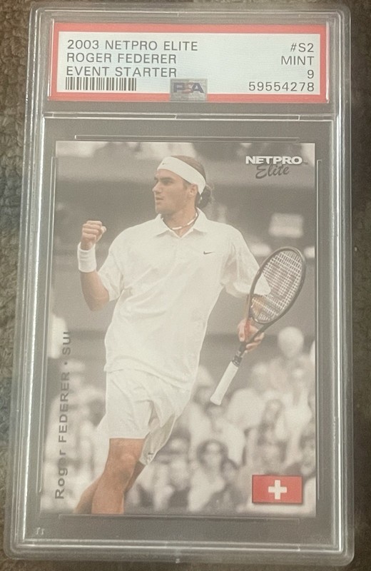 PSA 9 ROGER FEDERER 2003 NETPRO ELITE #S2 EVENT STARTER RC TENNIS CARD