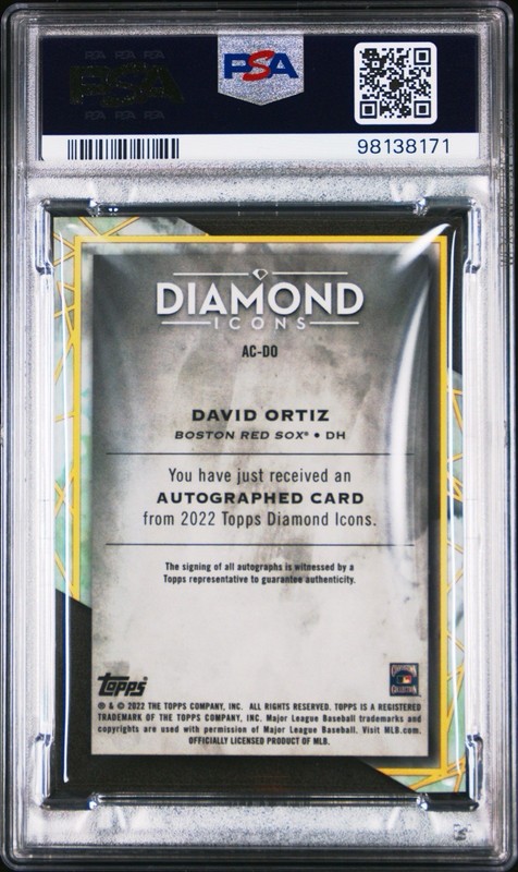 2022 Topps Diamond Icons David Ortiz Auto /25 #ACDO PSA 9 view 2