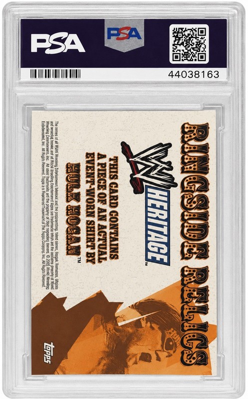 PSA 10 2005 TOPPS HERITAGE WWE HULK HOGAN RINGSIDE RELICS EVENT WORN SHIRT CARD view 2