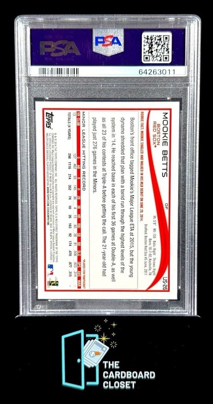 Mookie Betts 2014 Topps Update Batting Red Hot Foil RC PSA 9 Red Sox Rookie view 2