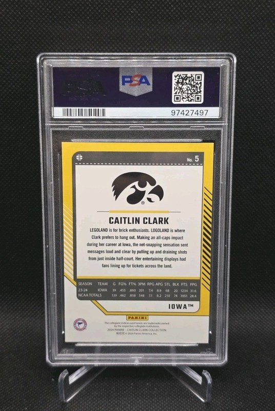 2024 Panini Donruss CAITLIN CLARK COLLECTION #5 Vortex /399 PSA 10 Gem Mint view 2